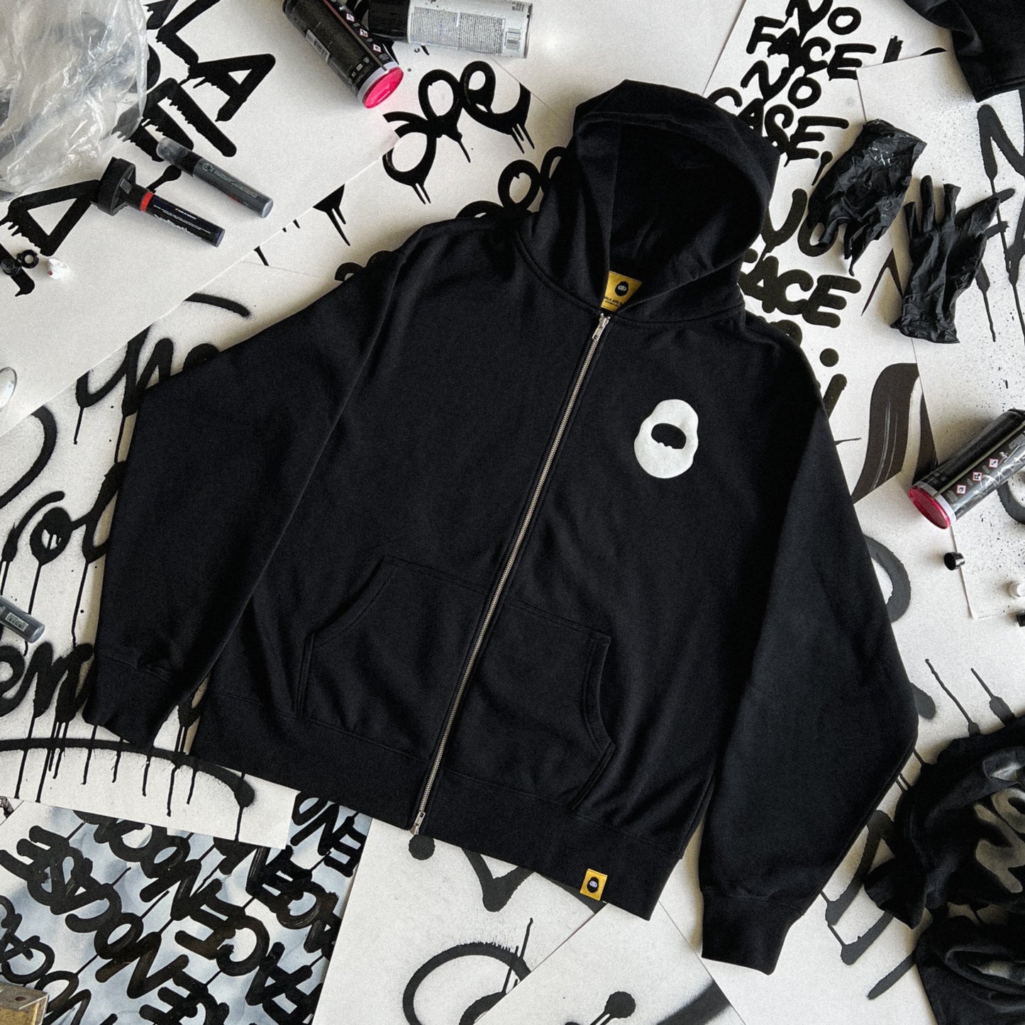 NO FACE NO CASE ZIP HOODIE